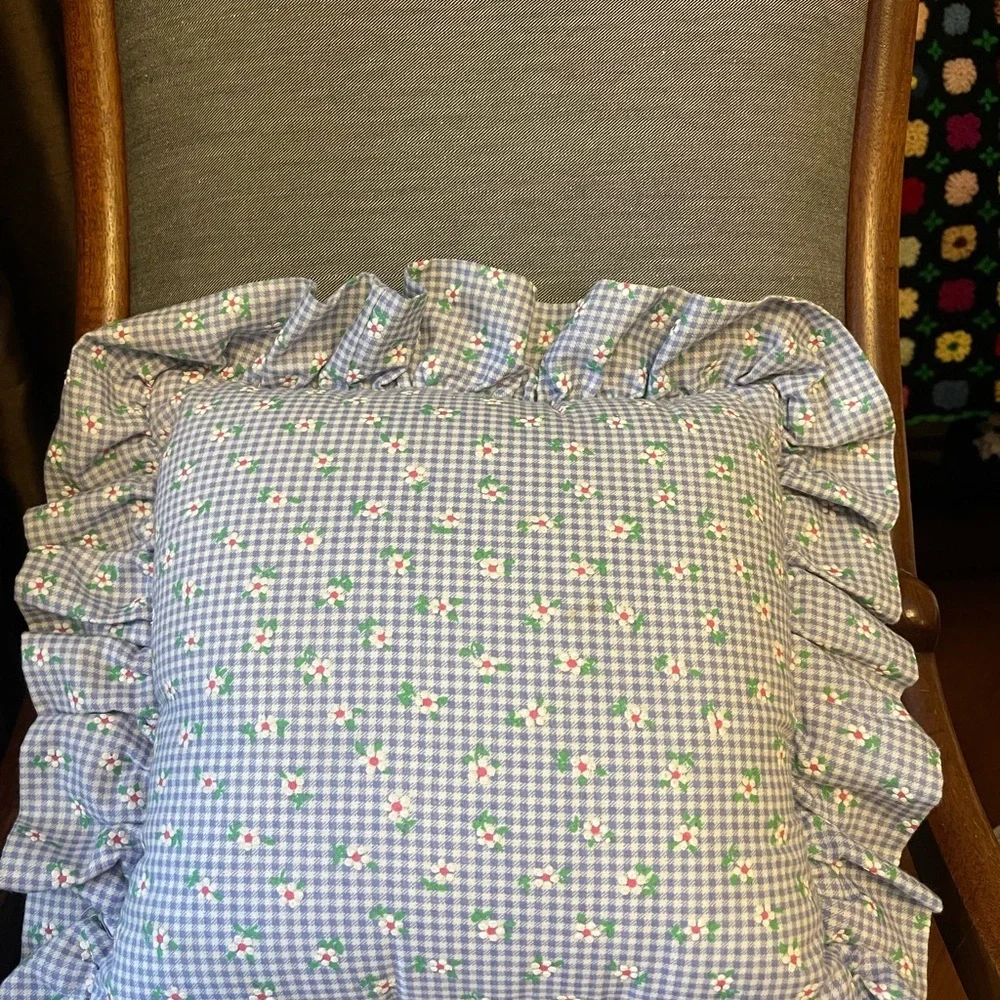Vintage handmade cross stitched granny pillow
